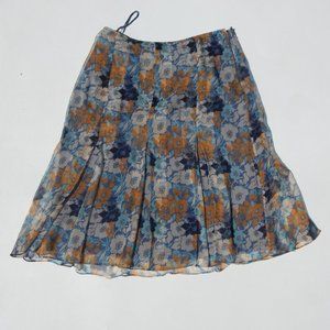 Vintage St. John Collection Sz 10 Pleated Midi Skirt Floral Silk Lace